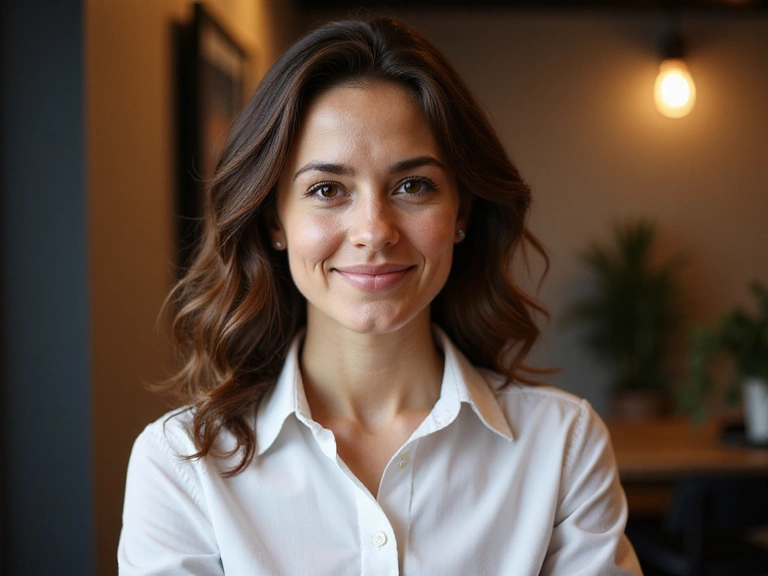 Ritratto professionale di un nutrizionista, elegante, illuminazione calda