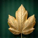Icona stilizzata di una foglia dorata su sfondo verde scuro